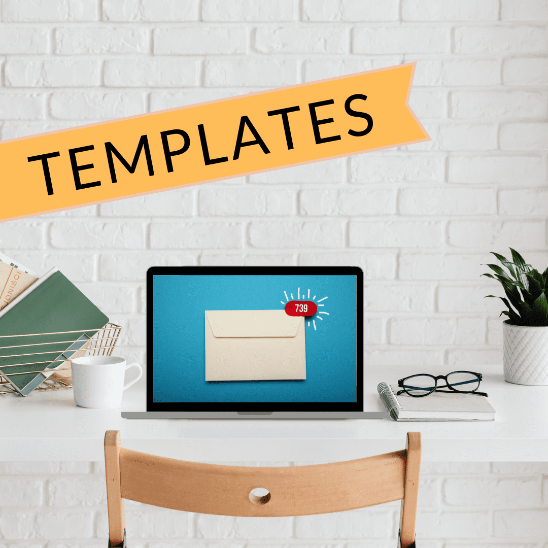 Email Templates computer with emails open on desk